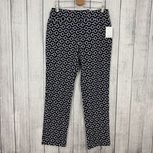 Kim Rogers Women's Size 14 Blue & White Geometric Comfort Waist Pull-On Pants